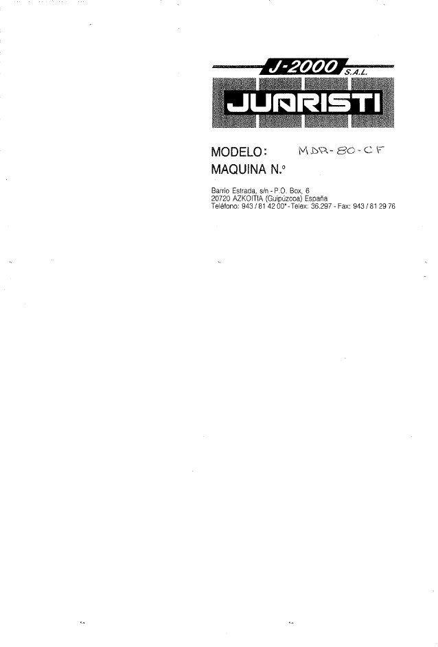 Manual de instrucciones Mandrinadora JUARISTI MDR 80