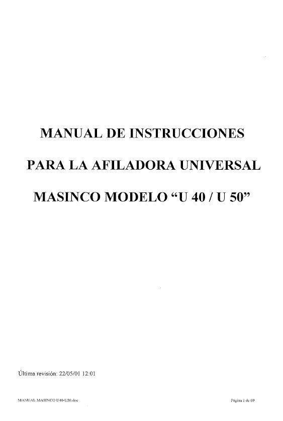 Manual de instrucciones Afiladora VOLLMER U40-U50