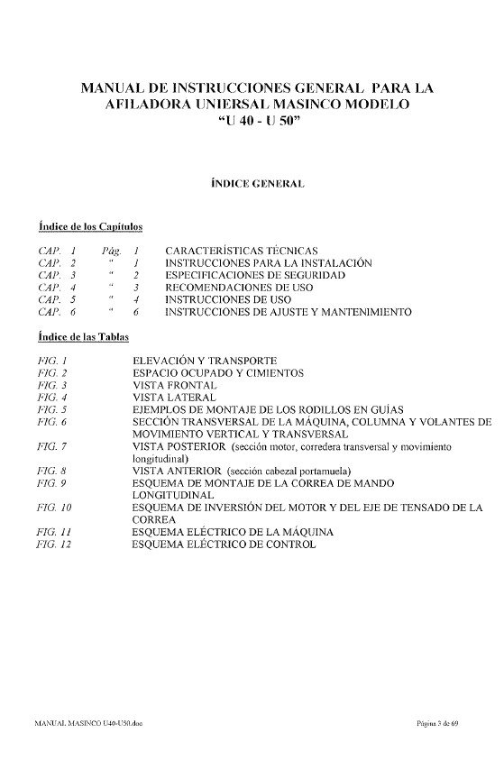 Manual de instrucciones Afiladora VOLLMER U40-U50