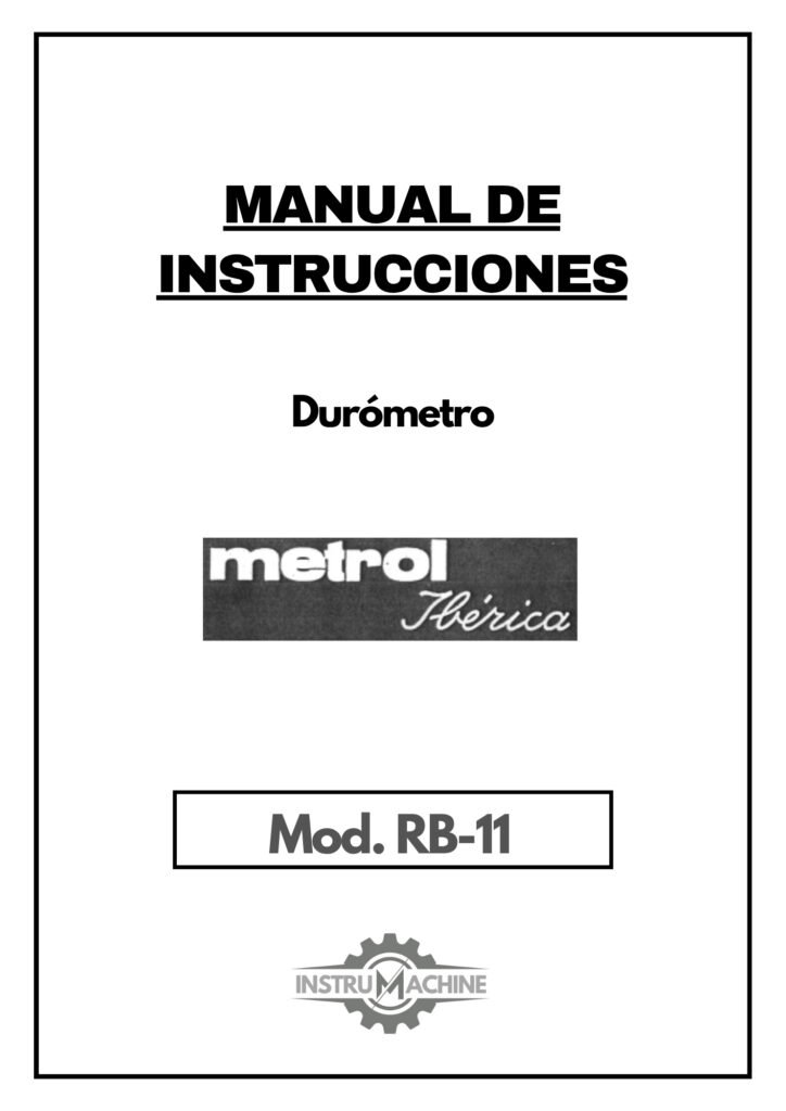 Portada Manual de instrucciones Durómetro METROL IBÉRICA RB-11