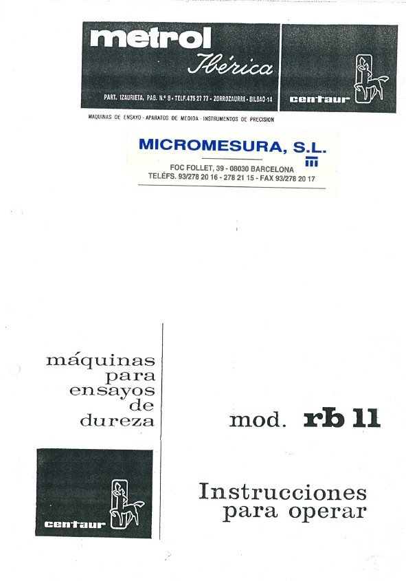 Manual de instrucciones Durómetro METROL IBÉRICA RB-11