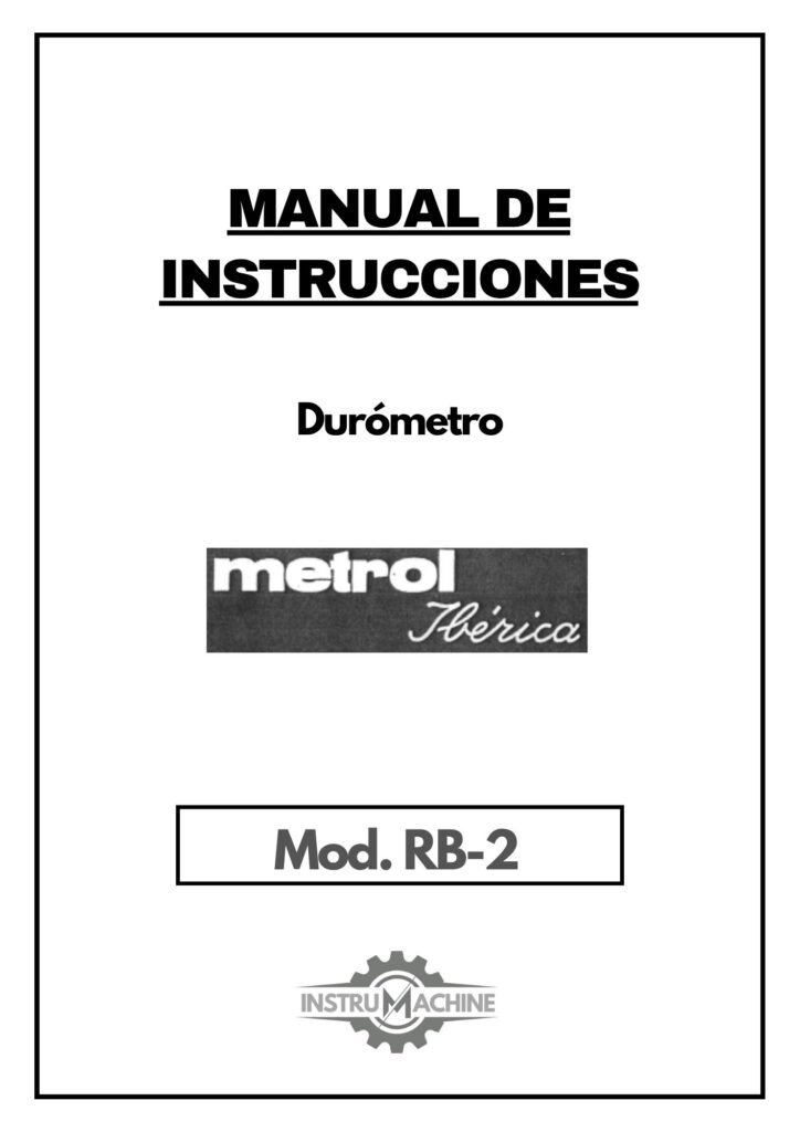Portada Manual de instrucciones Durómetro METROL IBÉRICA RB-2