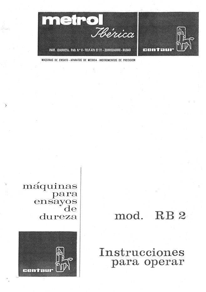 Manual de instrucciones Durómetro METROL IBÉRICA RB-2