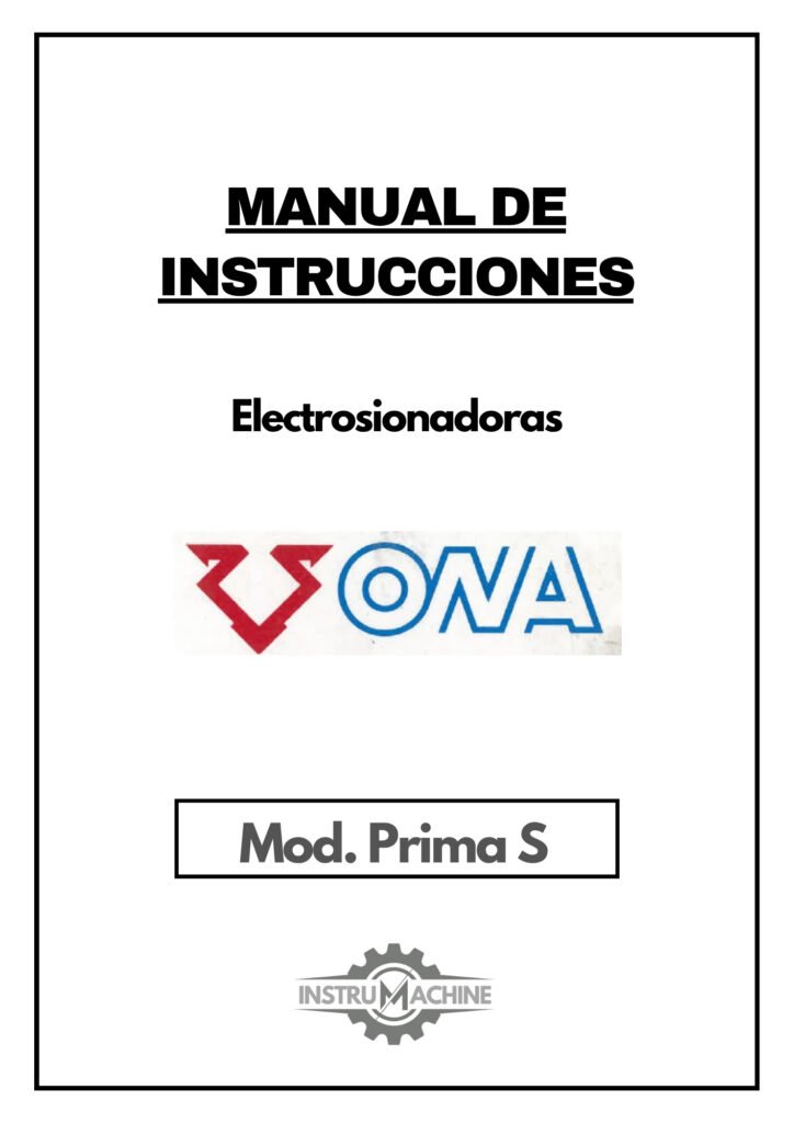 Portada Manual de instrucciones Electrosionadoras ONA Prima S