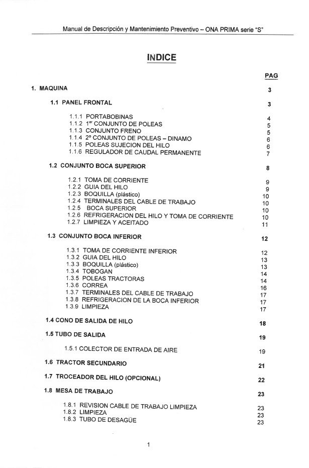 Manual de instrucciones Electrosionadoras ONA Prima S