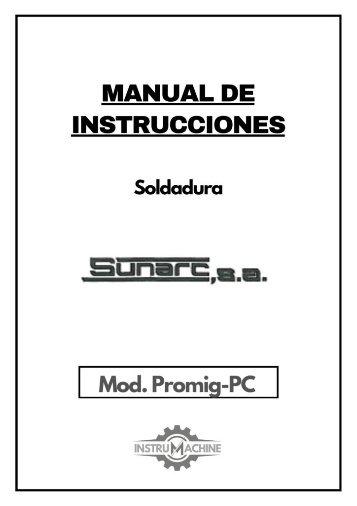 Portada Manual de instrucciones Soldadura SUNARC Promig-PC