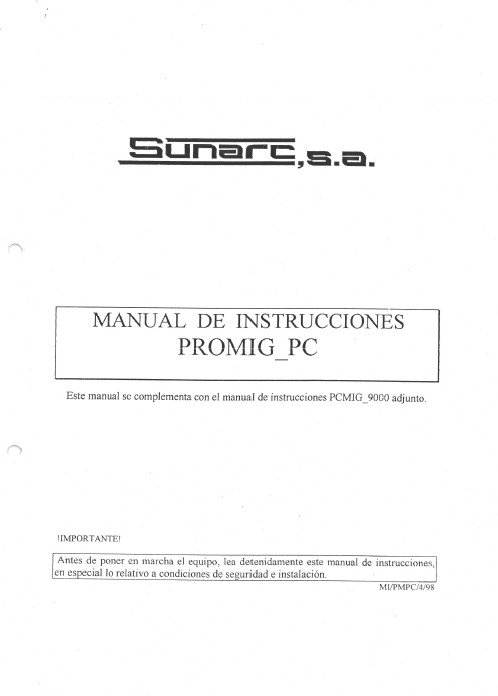 Manual de instrucciones Soldadura SUNARC Promig-PC
