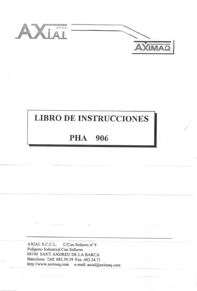 Plegadora AXIAL PHA 906-2 Manual de instrucciones Plegadora AXIAL PHA 906