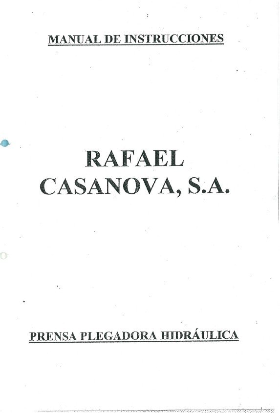 Plegadora Casanova XC-06-2 Manual de instrucciones Plegadora CASANOVA XC-06