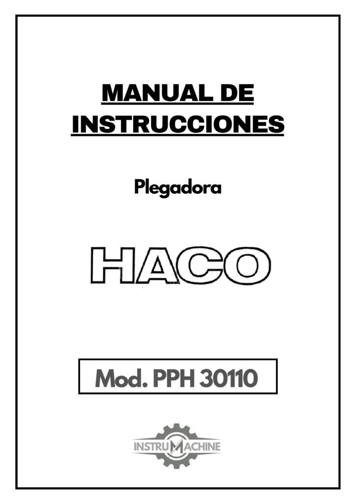 Portada Manual de instrucciones Plegadora HACO PPH 30110