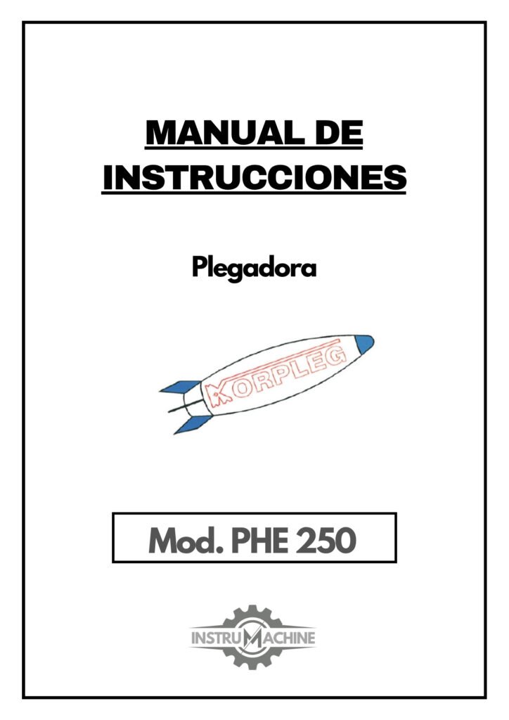 Portada Manual de instrucciones Plegadora KORPLEG PHE 250
