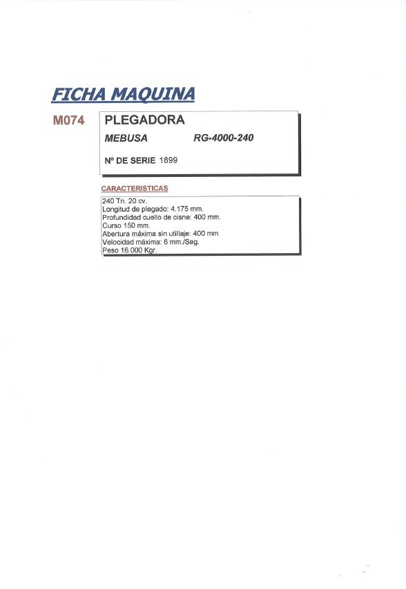 Manual de instrucciones Plegadora MEBUSA RG 4000-240