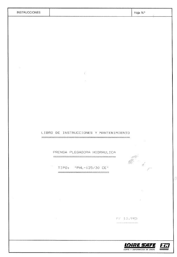 Manual de instrucciones Plegadora LOIRE SAFE PHL 125 30