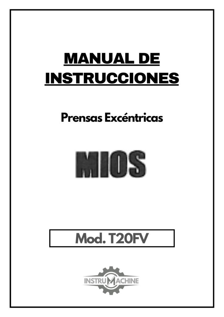 Portada Manual de instrucciones Prensas MIOS T20FV