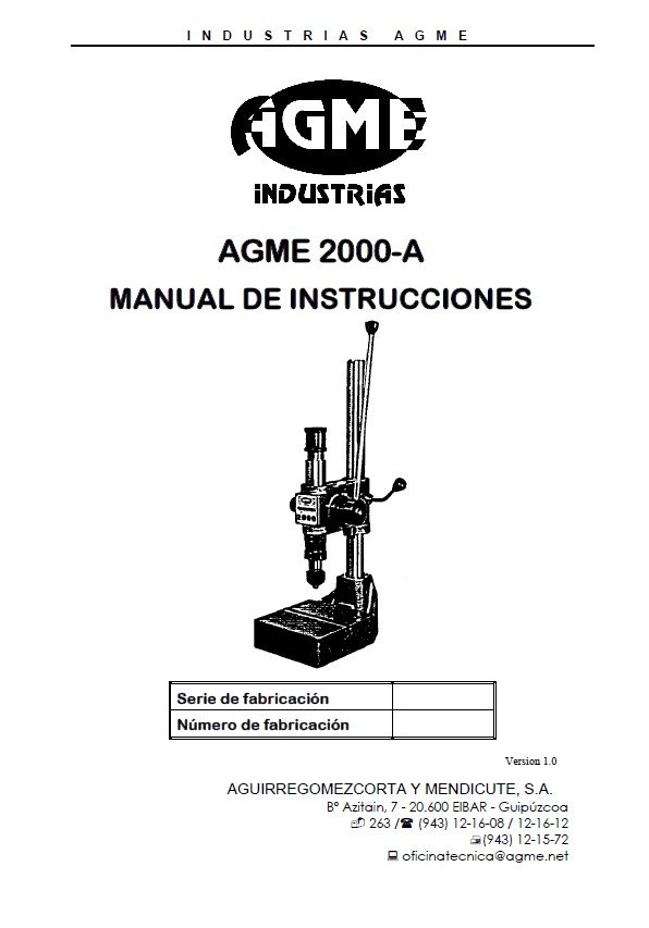 Manual de instrucciones Prensas AGME 2000-A V1.0