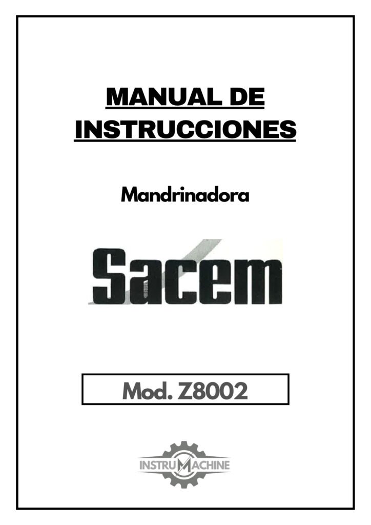Portada Manual de instrucciones Mandrinadora SACEM Z8002