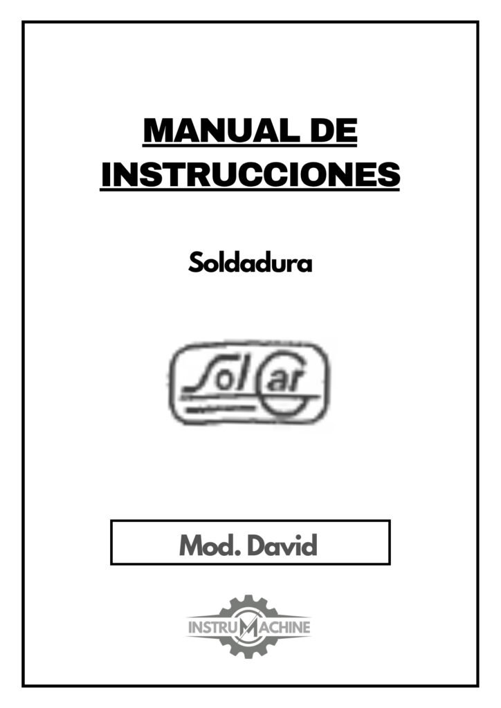 Portada Manual de instrucciones Soldadura Sol Car David