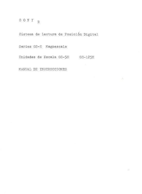 Manual de instrucciones CNC- Visualizadores SONY GS-E