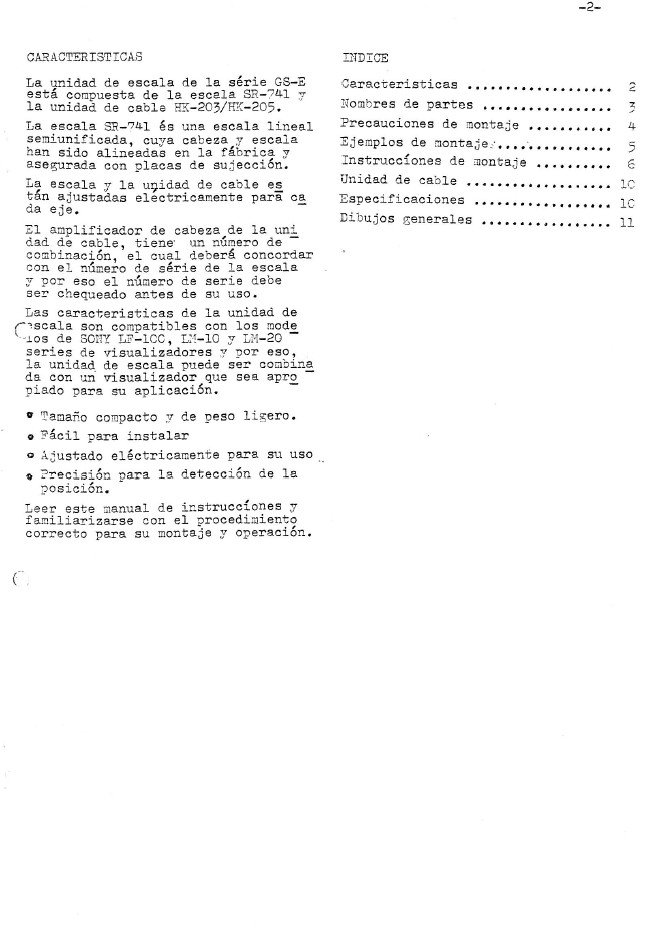 Manual de instrucciones CNC- Visualizadores SONY GS-E