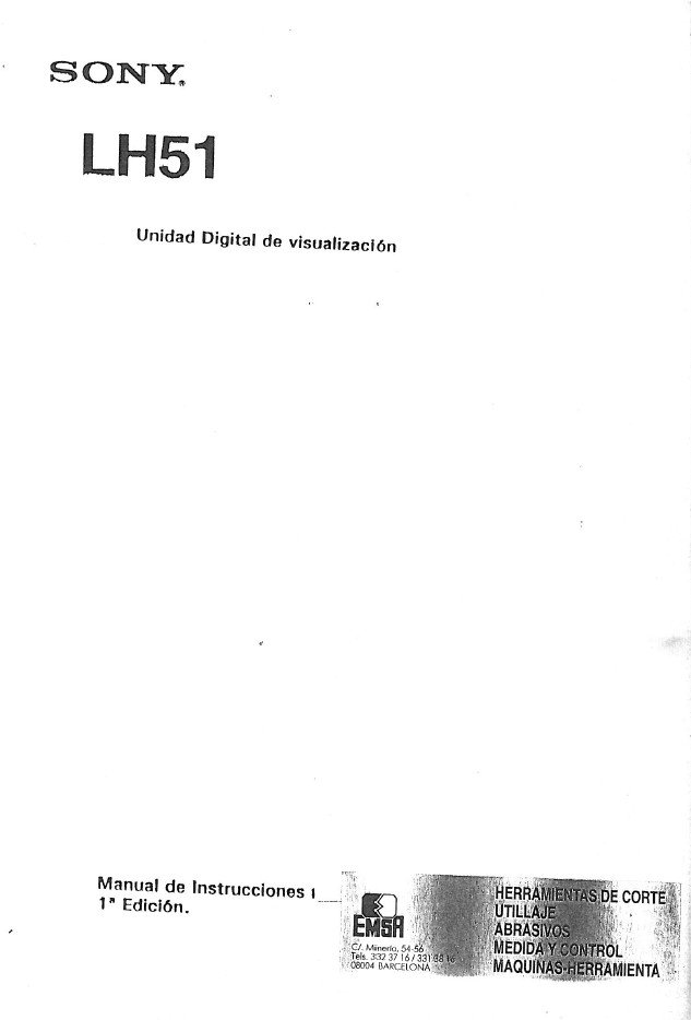 Manual de instrucciones CNC- Visualizadores SONY LH51