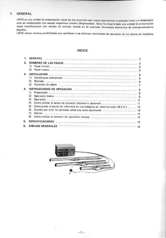 Manual de instrucciones CNC- Visualizadores SONY LM10