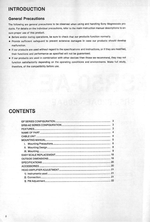 Manual de instrucciones CNC- Visualizadores SONY SR-50AE