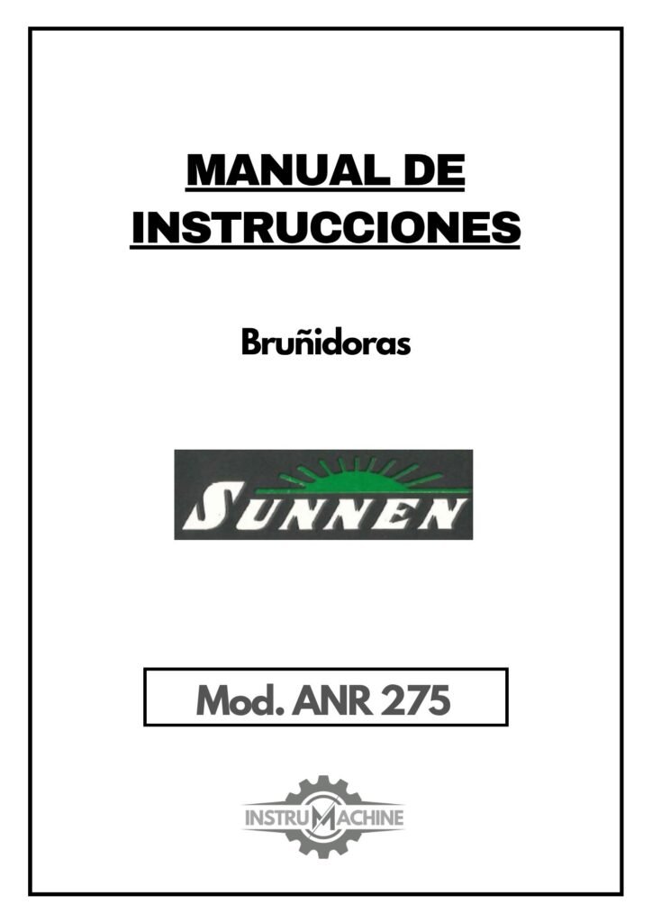Portada Manual de instrucciones Bruñidoras SUNNEN ANR 275