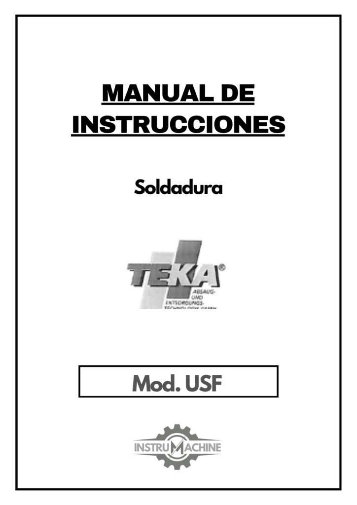 Portada Manual de instrucciones Soldadura TEKA USF