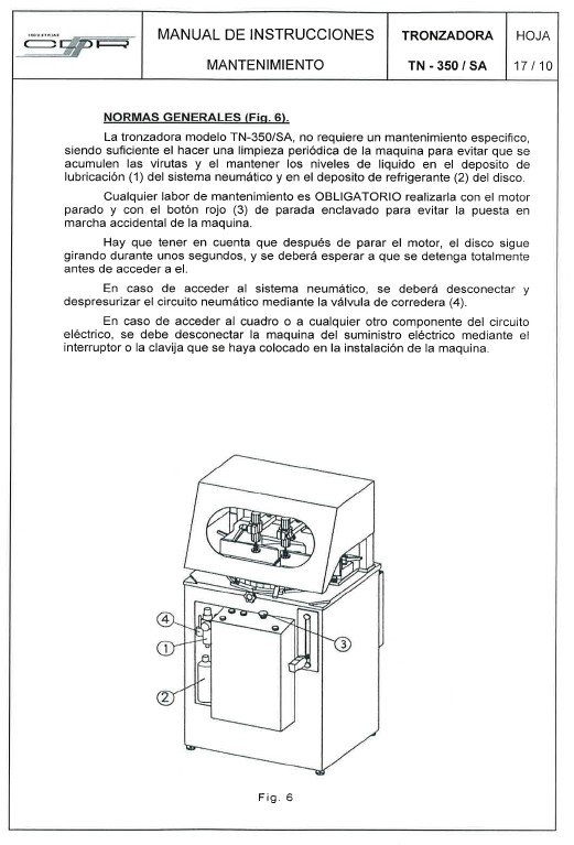 Manual de instrucciones Tronzadora Semi-Auto INDUSTRIAS ZARAGOZA TN-350/SA