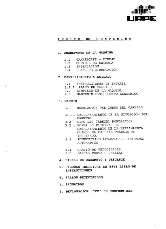 Manual de instrucciones Mortajadora URPE M-200-G