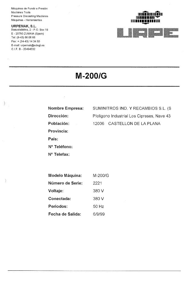 Manual de instrucciones Mortajadora URPE M-200-G