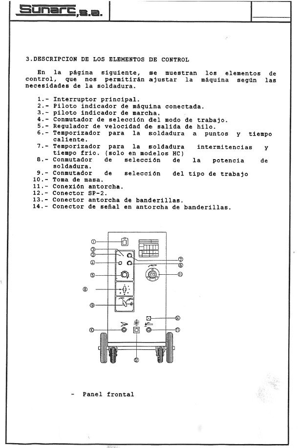 Manual de instrucciones Soldadura SUNARC Vesta 2001