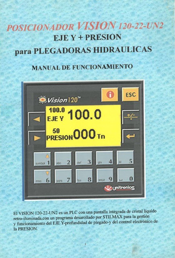 Manual de instrucciones CNC- Visualizadores VISION VISION 120-22-UN2