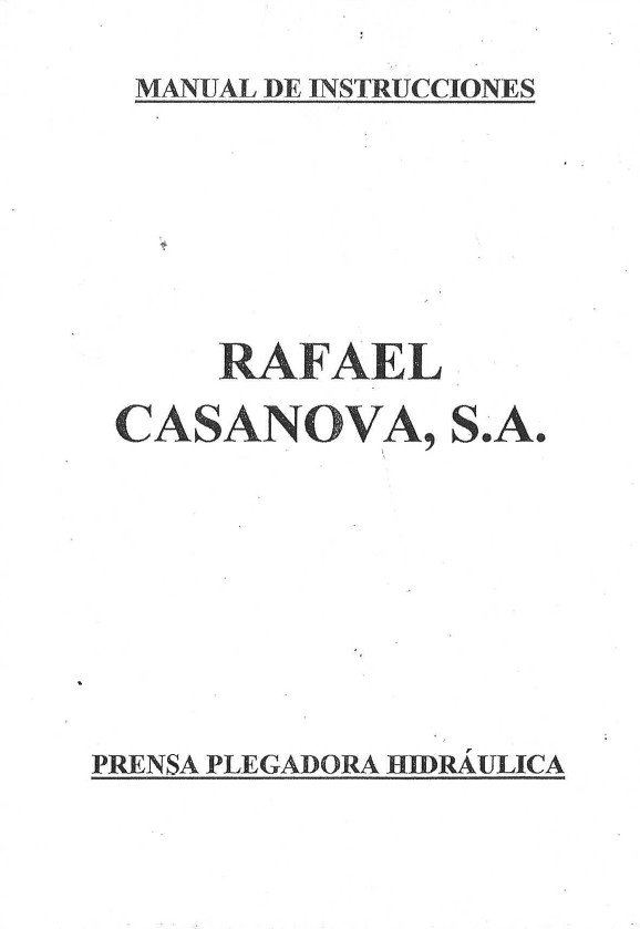 Esquema eléctrico Plegadora CASANOVA XCN 20