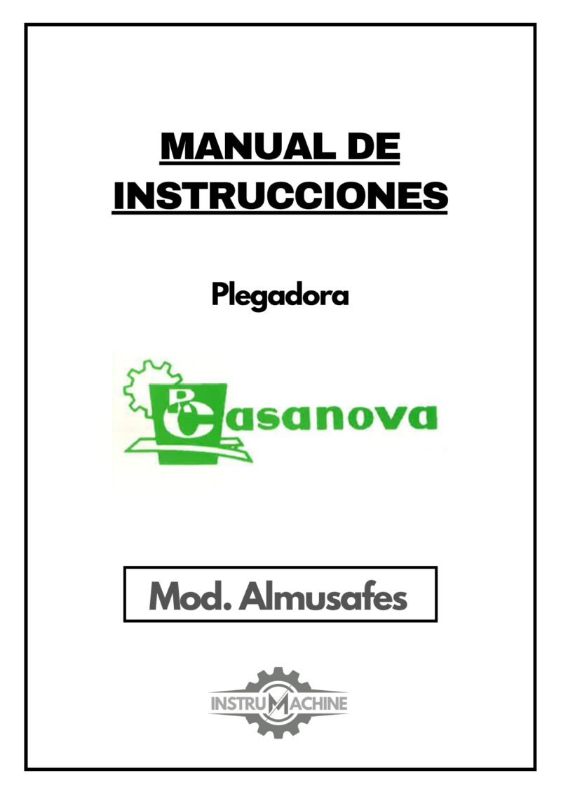 Manual de instrucciones Plegadora CASANOVA XCN 20