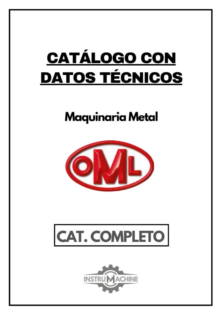 Portada Catálogo con datos técnicos Maquinaria Metal OML