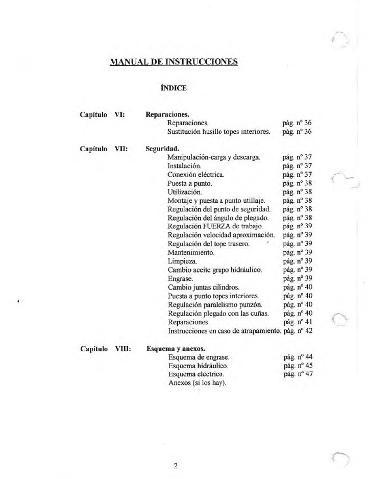 Manual de instrucciones Plegadora ARRIETA PPH 300-60-01