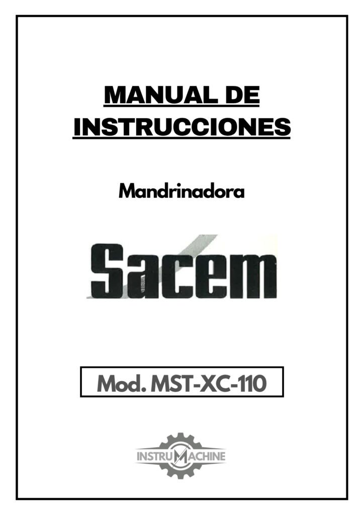 Portada Manual de instrucciones Mandrinadora SACEM MST-XC-110