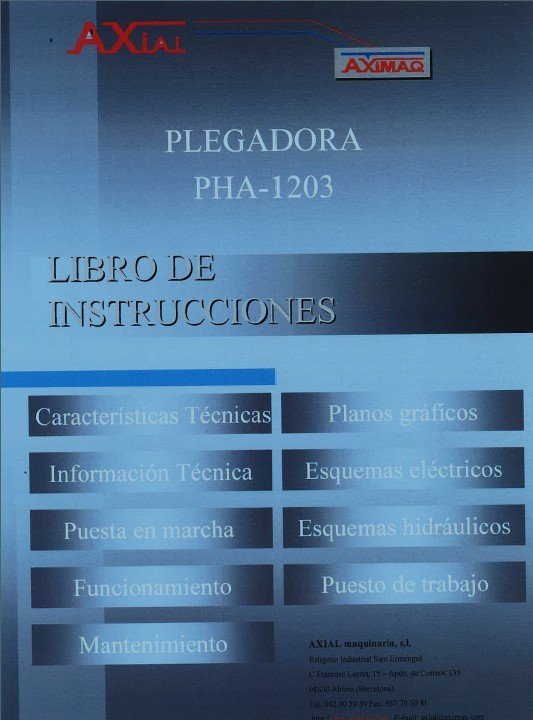 Manual de instrucciones Plegadora AXIAL PHA 1203