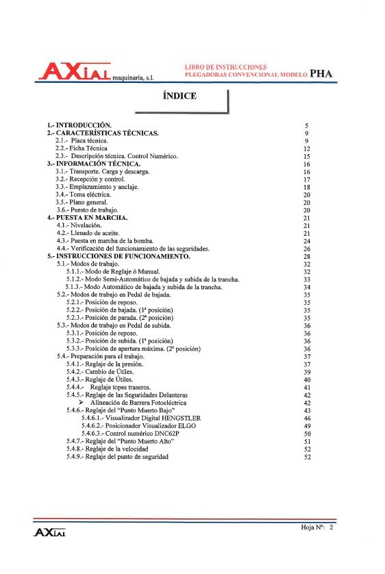 Manual de instrucciones Plegadora AXIAL PHA 1203