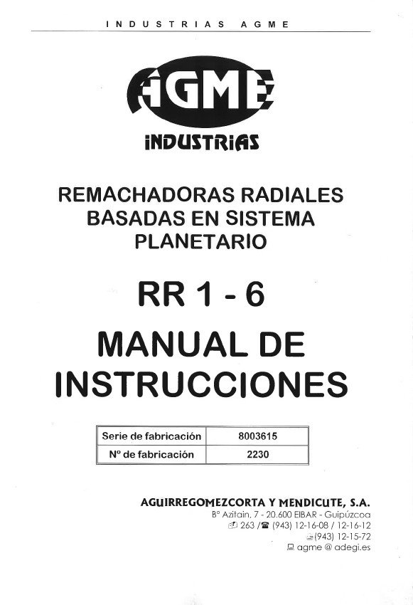 Manual de instrucciones Remachadora AGME RR1-6