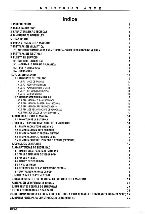 Manual de instrucciones Remachadora AGME RR1-6