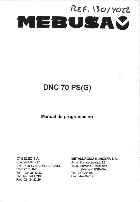 Manual de instrucciones Visualizador CNC Cybelec DNC 70 PS