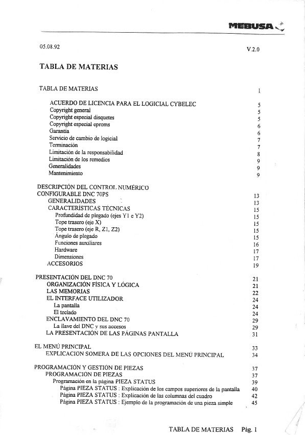 Manual de instrucciones Visualizador CNC Cybelec DNC 70 PS