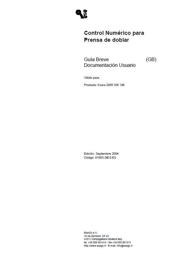 Manual de instrucciones CNC-Visualizadores ESA Kvara 2005SW