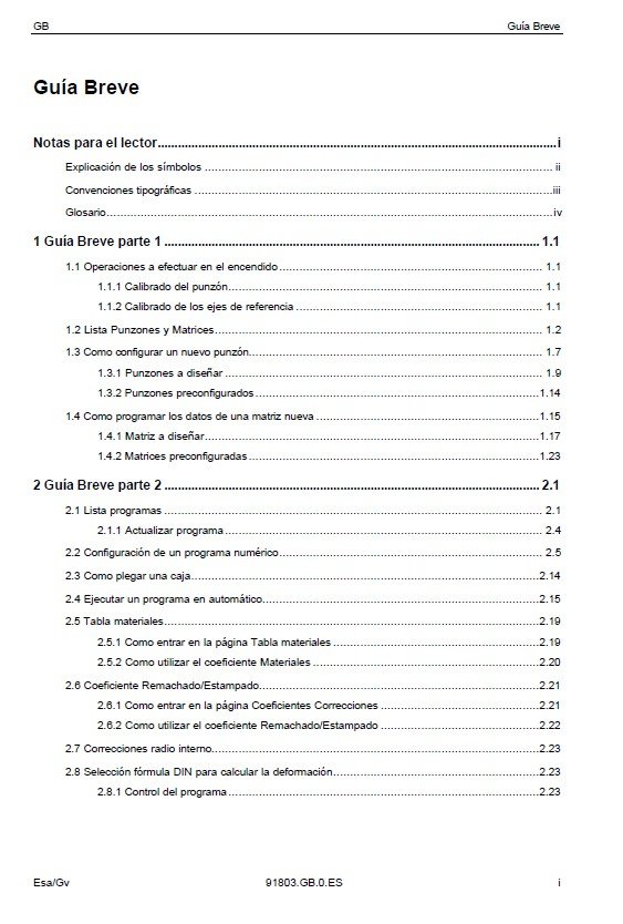 Manual de instrucciones CNC-Visualizadores ESA Kvara 2005SW