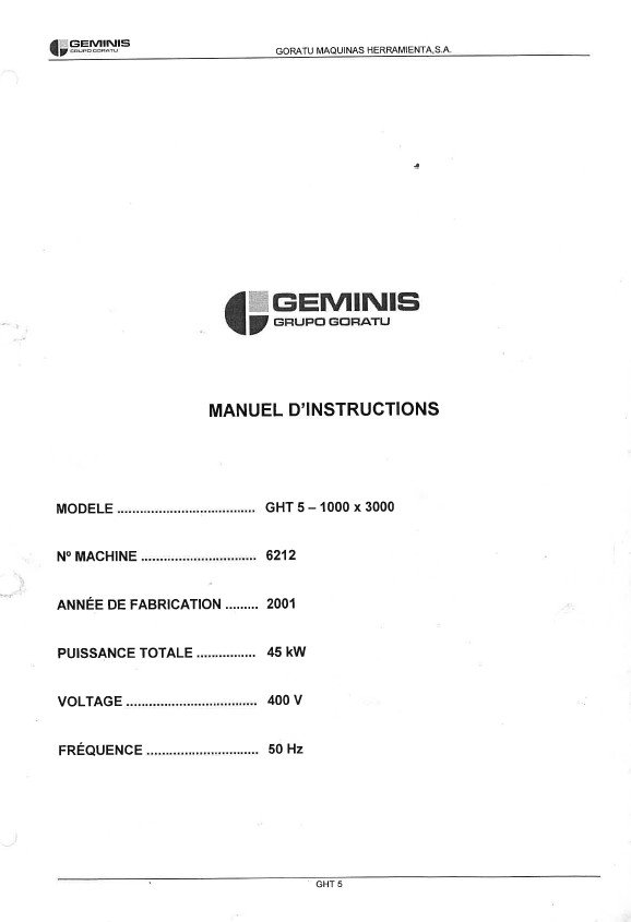 Manual de instrucciones Torno paralelo GEMINIS GHT 5