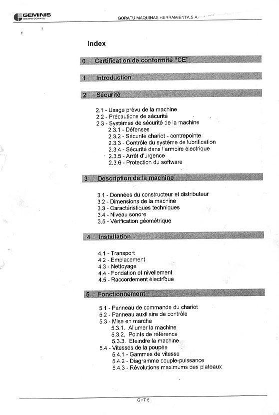 Manual de instrucciones Torno paralelo GEMINIS GHT 5