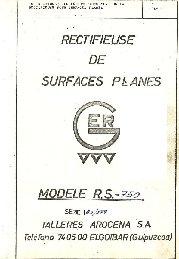 Manual de instrucciones Rectificadora GER R.S.-750