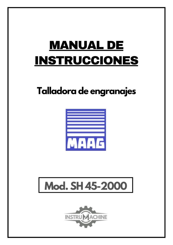 Portada Manual de instrucciones Talladora MAAG-Zahnräder SH45